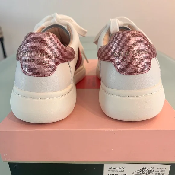 kate spade White Sneakers with Burgundy Stripe Detail - Picture 4 of 9